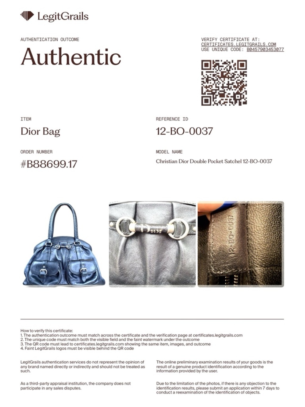Certified Authentic Christian Dior Double Pocket Satchel with COA - Picture 7 of 15